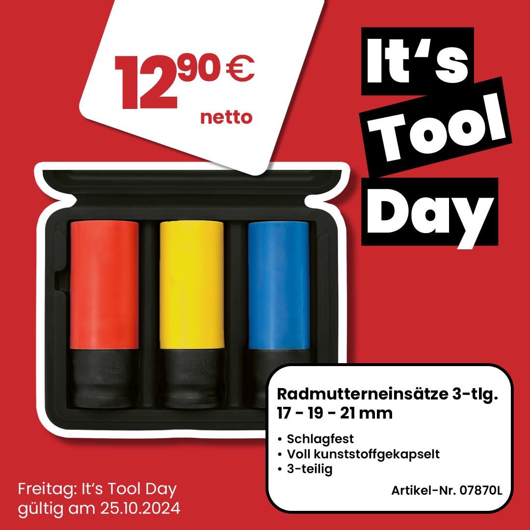 Tool Day: Radmutterneinsätze 3-tlg. 17 - 19 - 21 mm