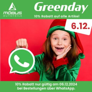 Greenday 10% Rabatt bei WhatsApp-Bestellung
