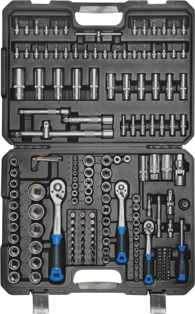 Steckschlüsselsatz, 1/4“, 3/8“, 1/2“, 18