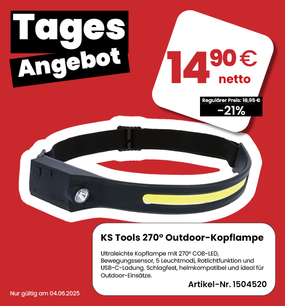 Tagesangebot: KS Tools Kopflampe für nur 14,90 EUR netto