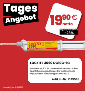 Tagesangebot: LOCTITE® 3090 – Profi-Sofortkleber für nur 19,90 EUR netto* (statt 29,09 EUR) – *Du sparst 23%!*