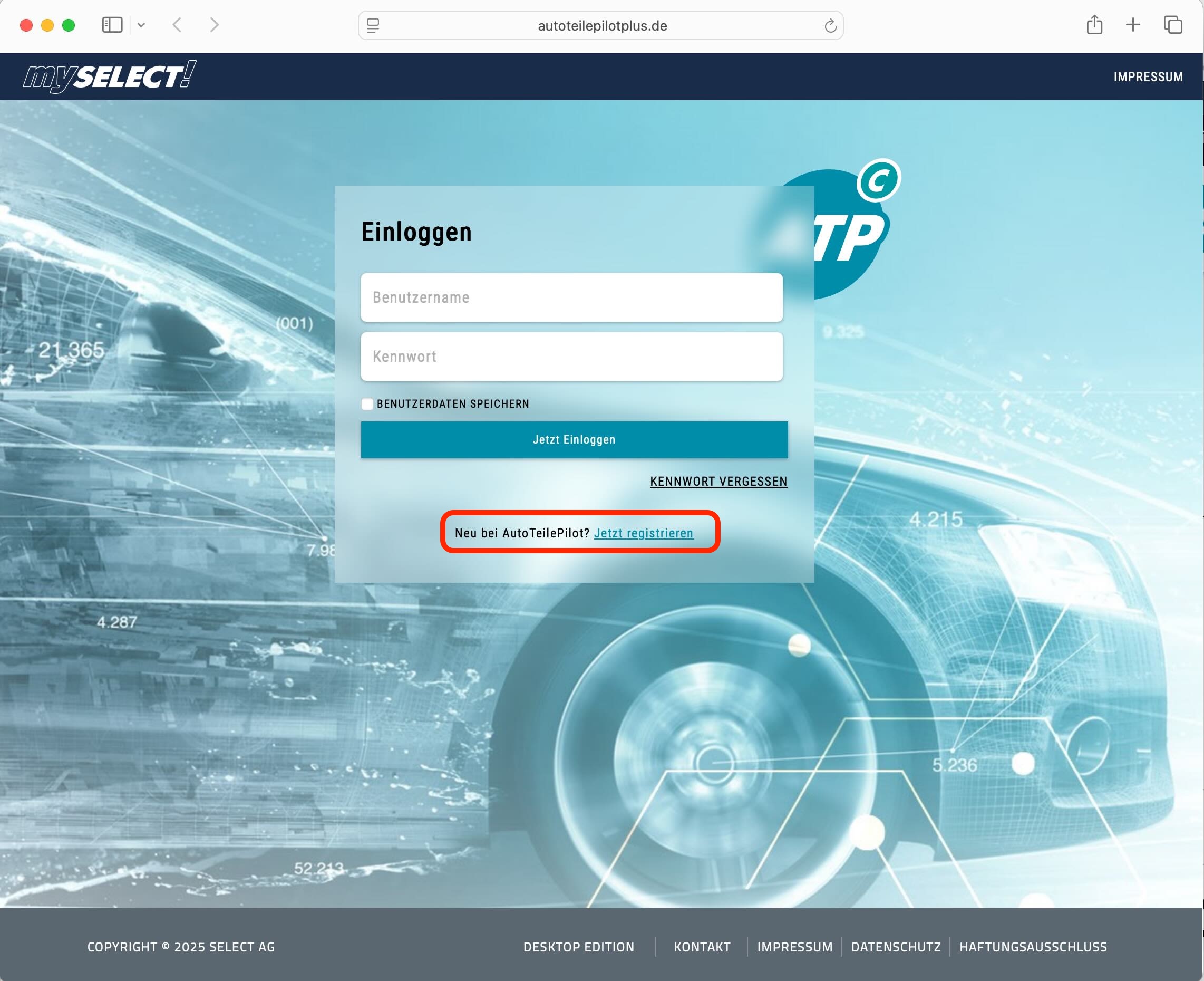 AutoteilePilot Registrierung