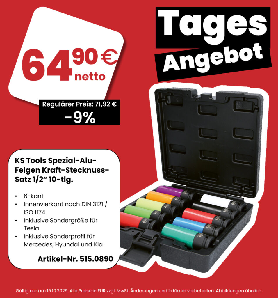 KS Tools Spezial-Alu-Felgen Kraft-Stecknuss-Satz 1/2" 10-tlg.
